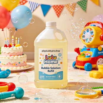 playbuddypro.shop Lulu Home 33.8 OZ/1 L Concentrated Bubble Solution, Refill for Bubble Machines, Giant Wands, and Blowers - Up to 2.5 Gallons for Kids' Birthday Parties