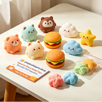 playbuddypro.shop Cute Squishy Fidget Toys, Stress Relief Squeeze Toys for Kids & Adults, Soft Slow Rising Sensory Toys, Birthday Party Favor Gifts